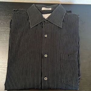 Eighty Eight Men's Long Sleeve Button Down Collared Shirt~Black & White Stripes